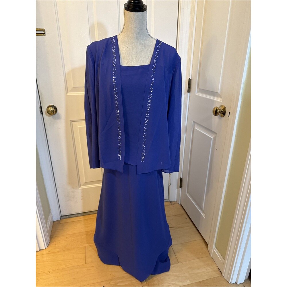 GRAN MOTHER OF THE BRIDE ursula long sleeved chiffon purple maxi dress size 16